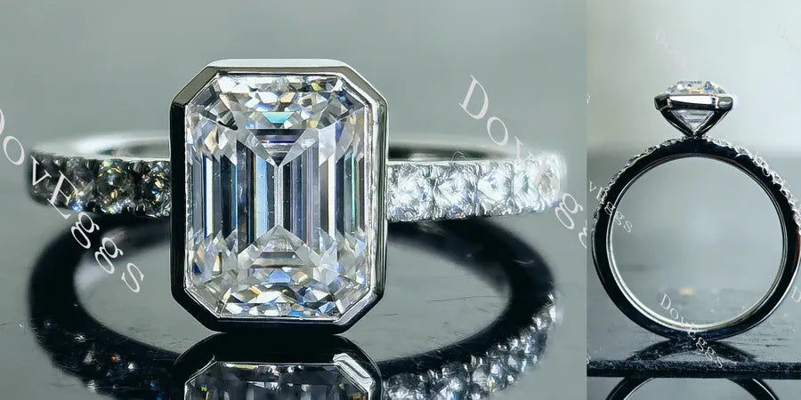 Doveggs bezel half eternity pave engagement ring semi-mount only(Exclusively to DovEggs stones)