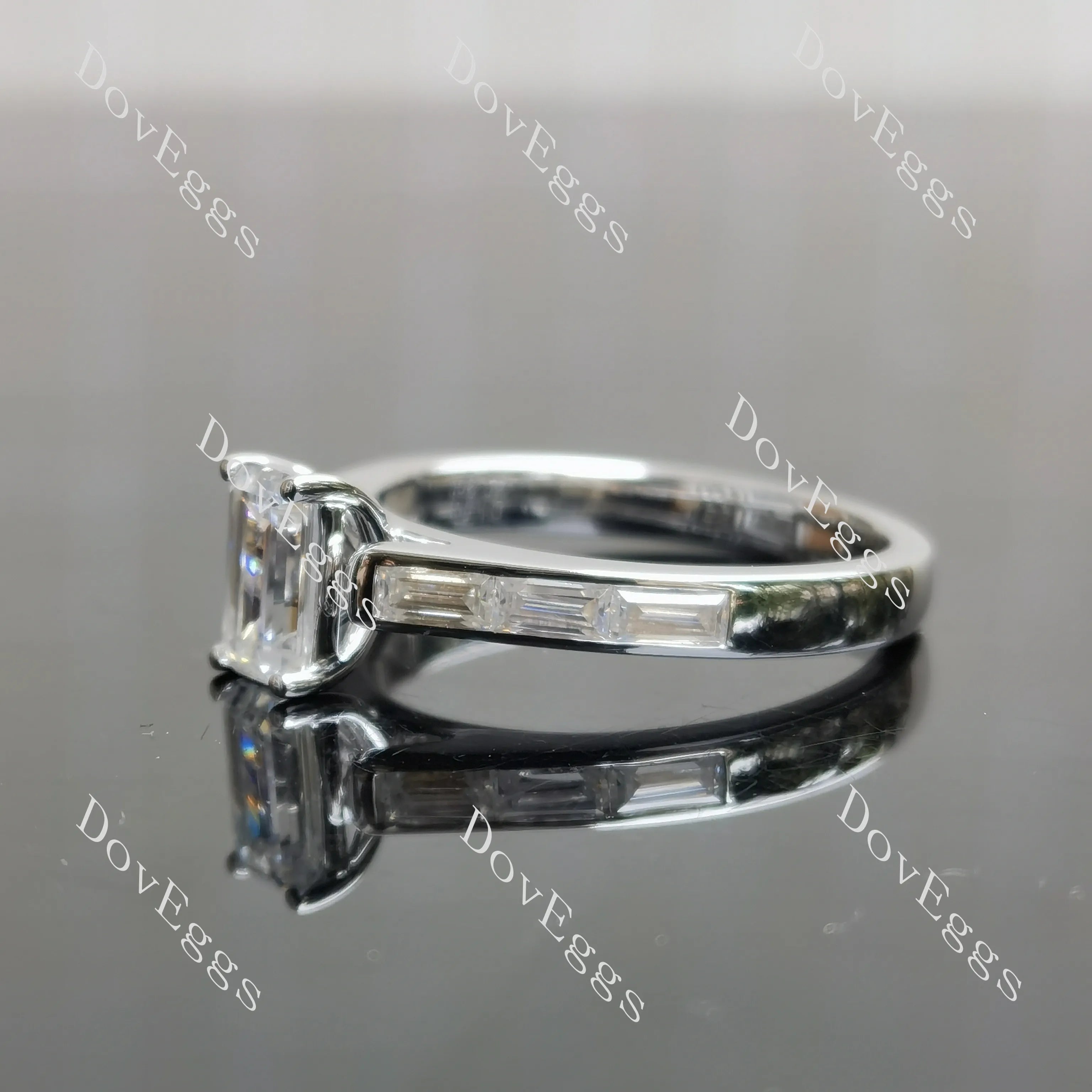 Emerald Erin-Emerald channel set moissanite engagement ring| DovEggs