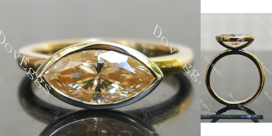 DovEggs East-West bezel engagement ring only semi-mount only(Exclusively to DovEggs Stones)