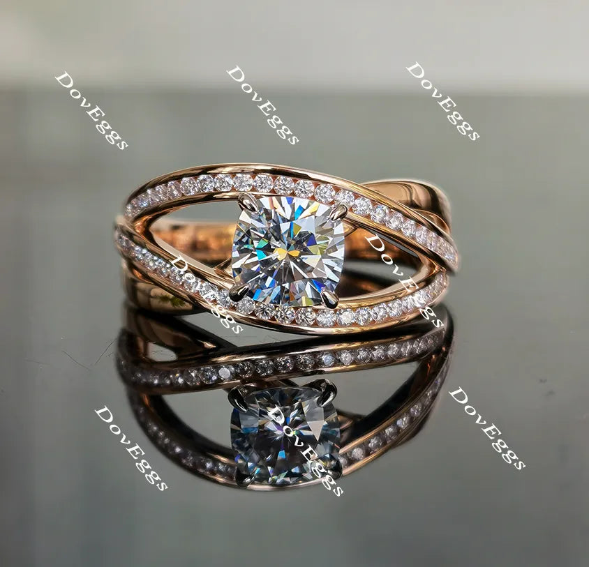 Doveggs cushion curved moissanite engagement ring for women