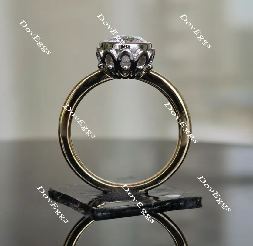 Doveggs round flower shape moissanite engagement ring