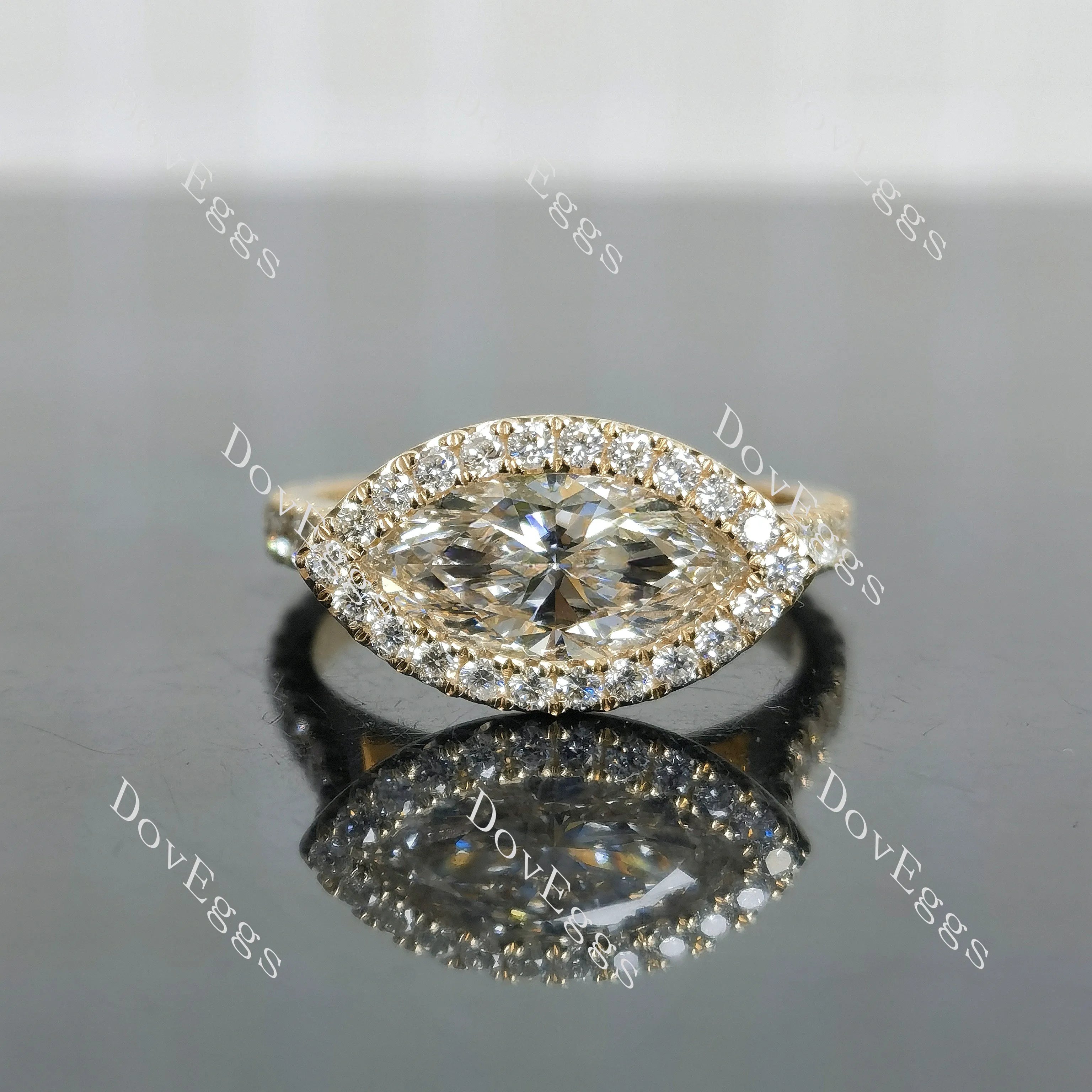 Doveggs Marquise Halo Vintage Lab Grown Diamond Engagement Ring