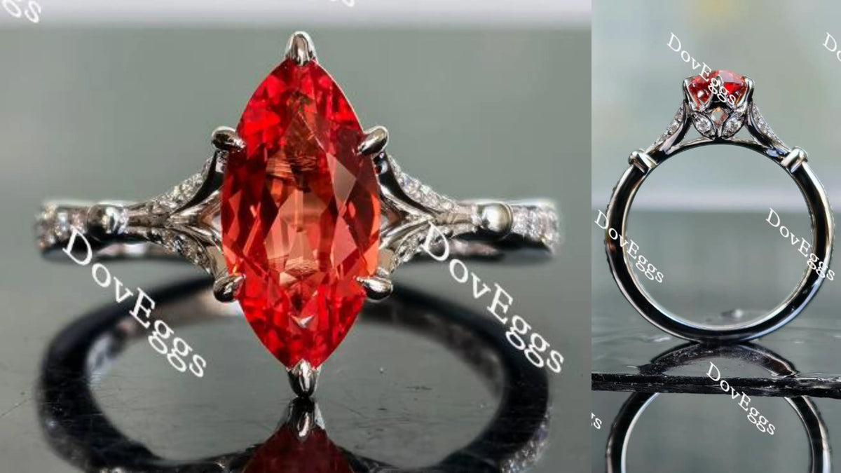 Doveggs marquise art deco orange sapphire colored gem engagement ring