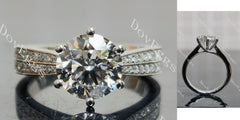 Round Pave half eternity moissanite engagement ring| DovEggs