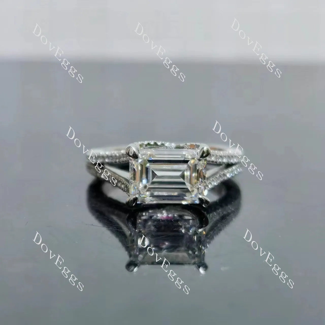 Amanda's Endless Fire Emerald Split Shanks Lab Grown Diamond Engagement Ring