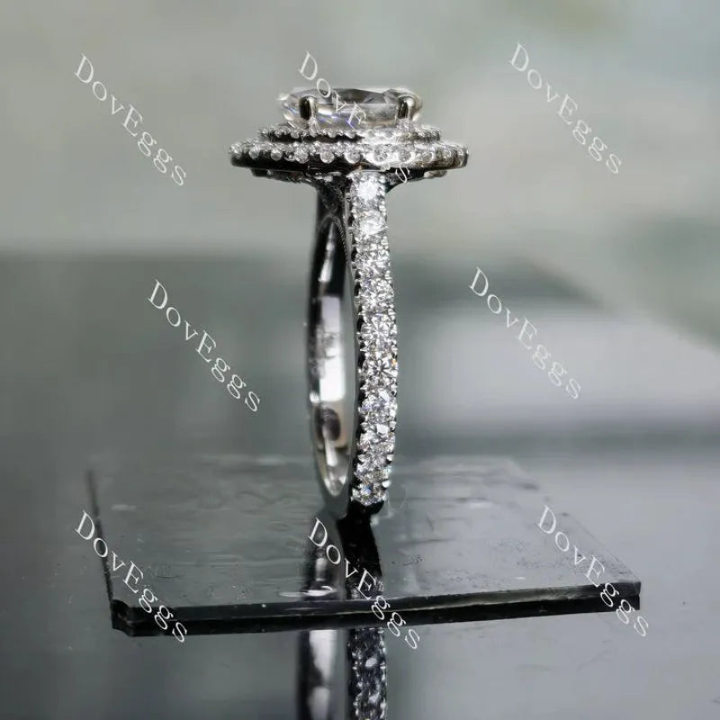 DovEggs double halo pave engagement ring semi-mount only(Exclusively to DovEggs Stones)