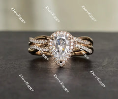 doveggs pear halo moissanite emgagement ring only