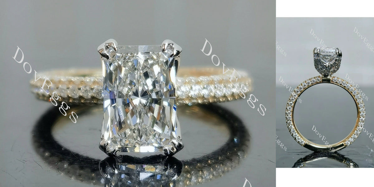 My Promise-Radiant Pave 3/4 eternity moissanite engagement ring| DovEggs