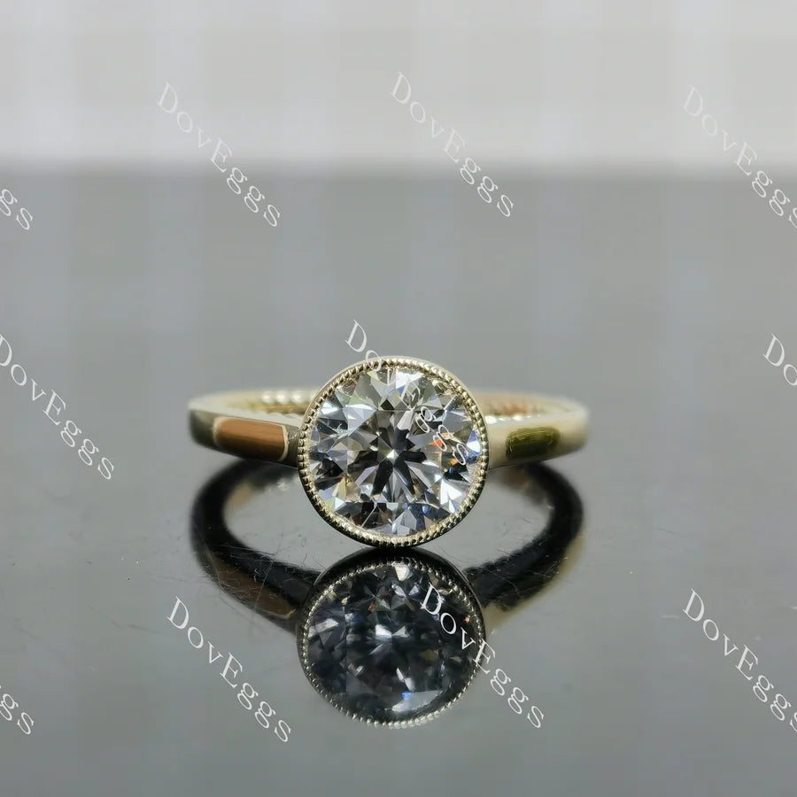 Doveggs bezel solitaire engagement ring semi-mount only(Exclusively to DovEggs Stones)