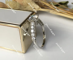 doveggs round side stone moissanite engagement ringXR0167