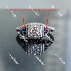 Doveggs round side stones moissanite & colored gem engagement ring