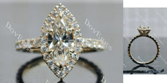 Marquise halo 3/4 eternity moissanite engagement ring| DovEggs