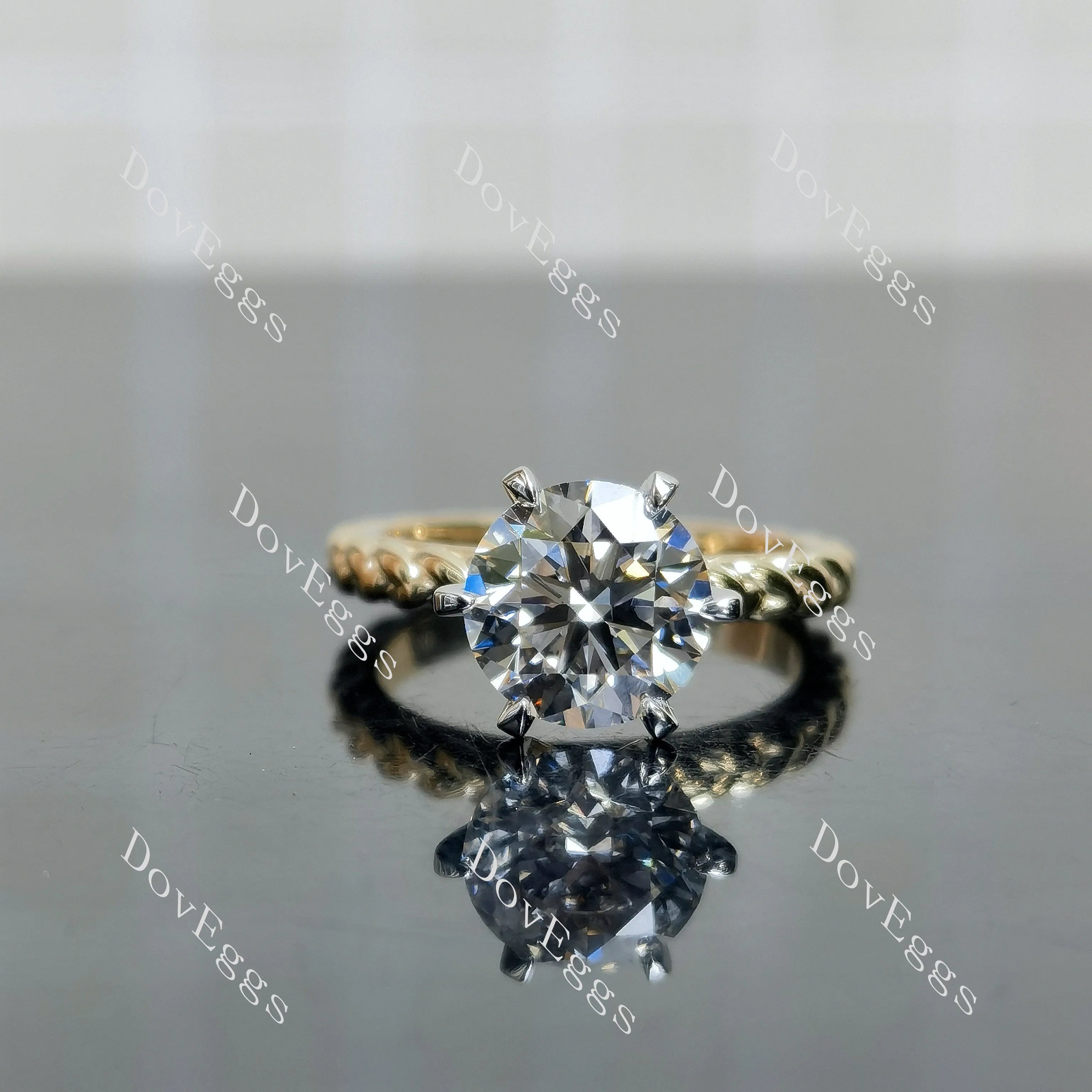 Round solitaire braided moissanite engagement ring| DovEggs
