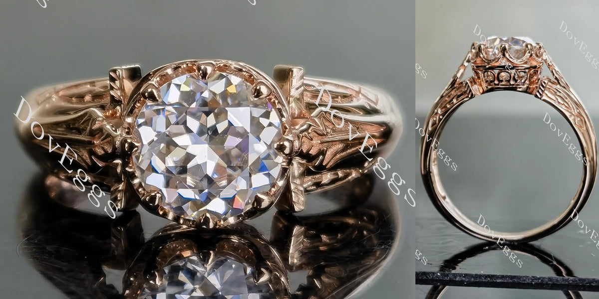Doveggs round vintage moissanite engagement ring