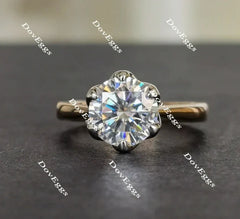 Doveggs flower shape solitaire engagement ring semi-mount only(Exclusively to DovEggs Stones)