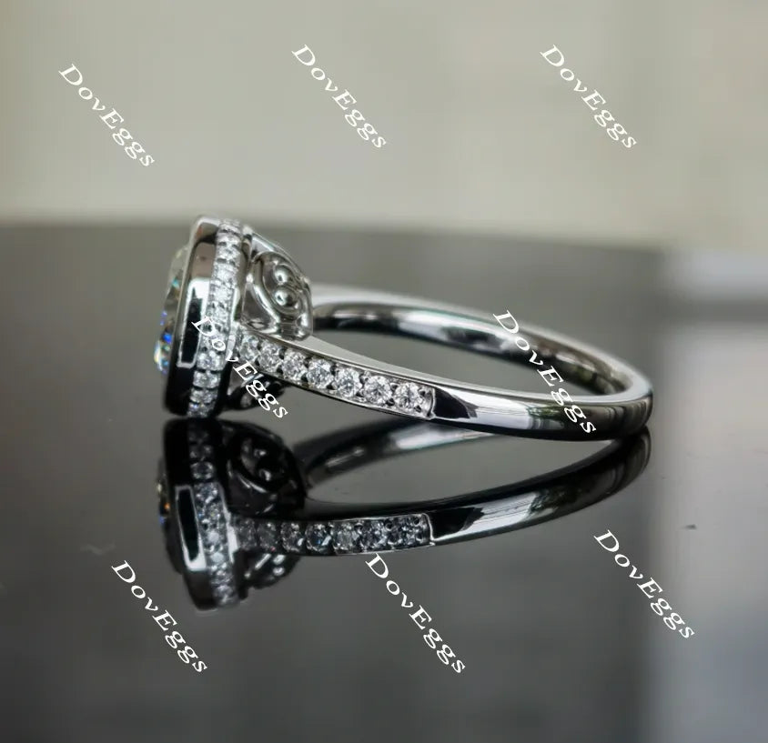 Doveggs round half eternity pave moissanite engagement ring