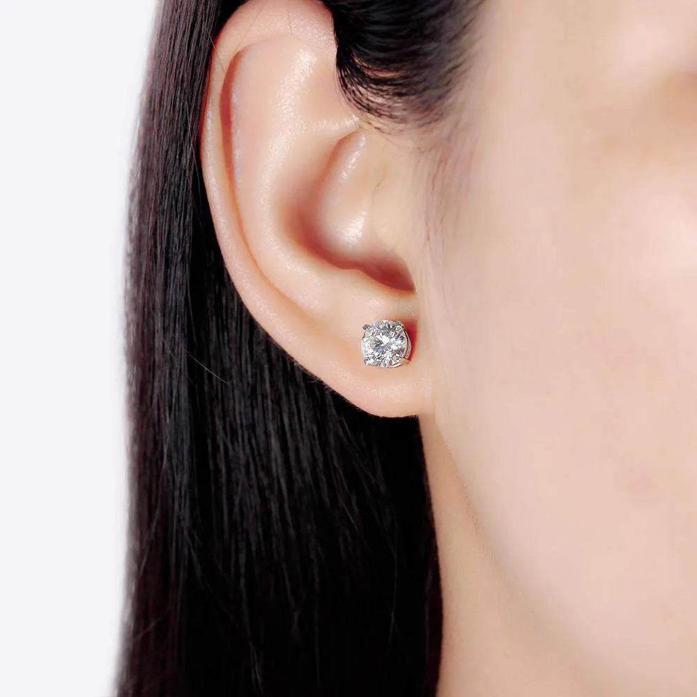 DovEggs solitaire round moissanite stud earring only semi-mount (Exclusively to DovEggs Stones)
