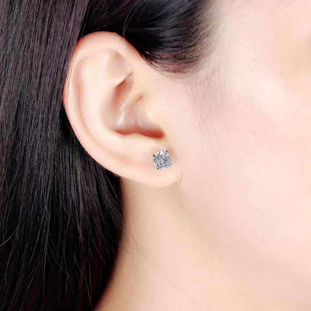 DovEggs solitaire round moissanite stud earring only semi-mount (Exclusively to DovEggs Stones)