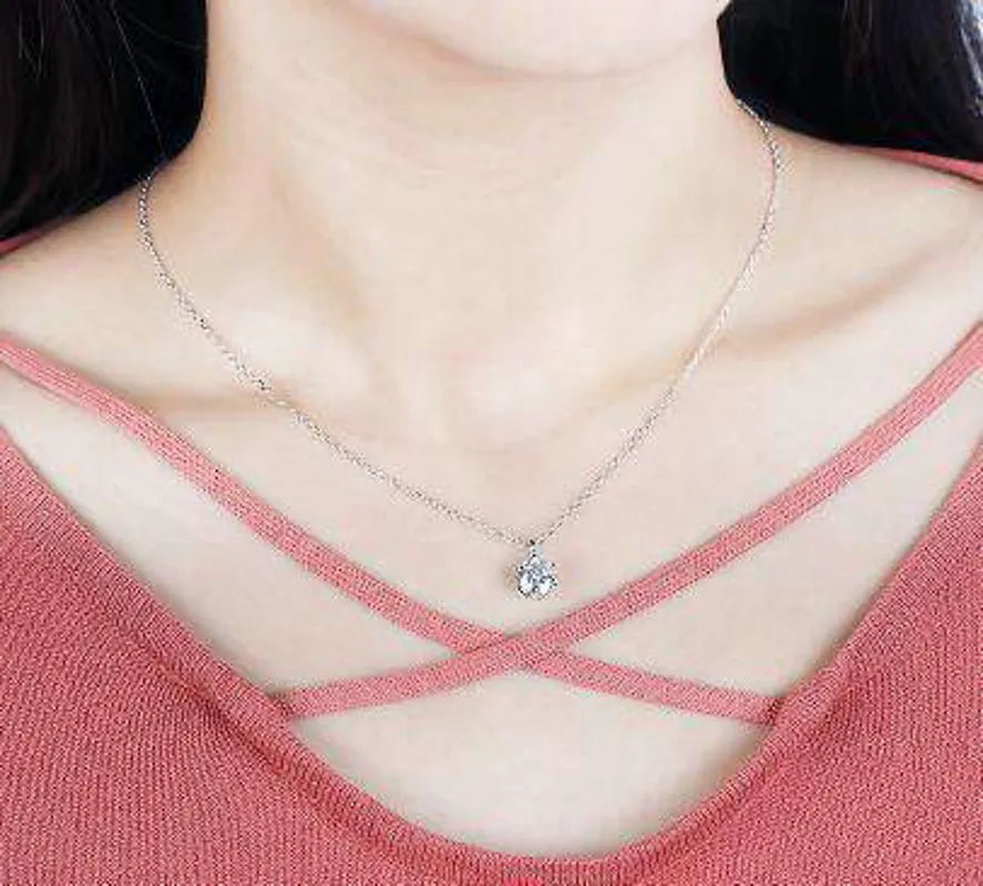 Doveggs round brilliant moissanite pendant necklace for women (pendant only)