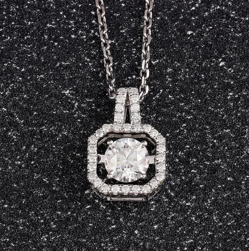 Doveggs art deco round moissanite pendant necklace (pendant only)