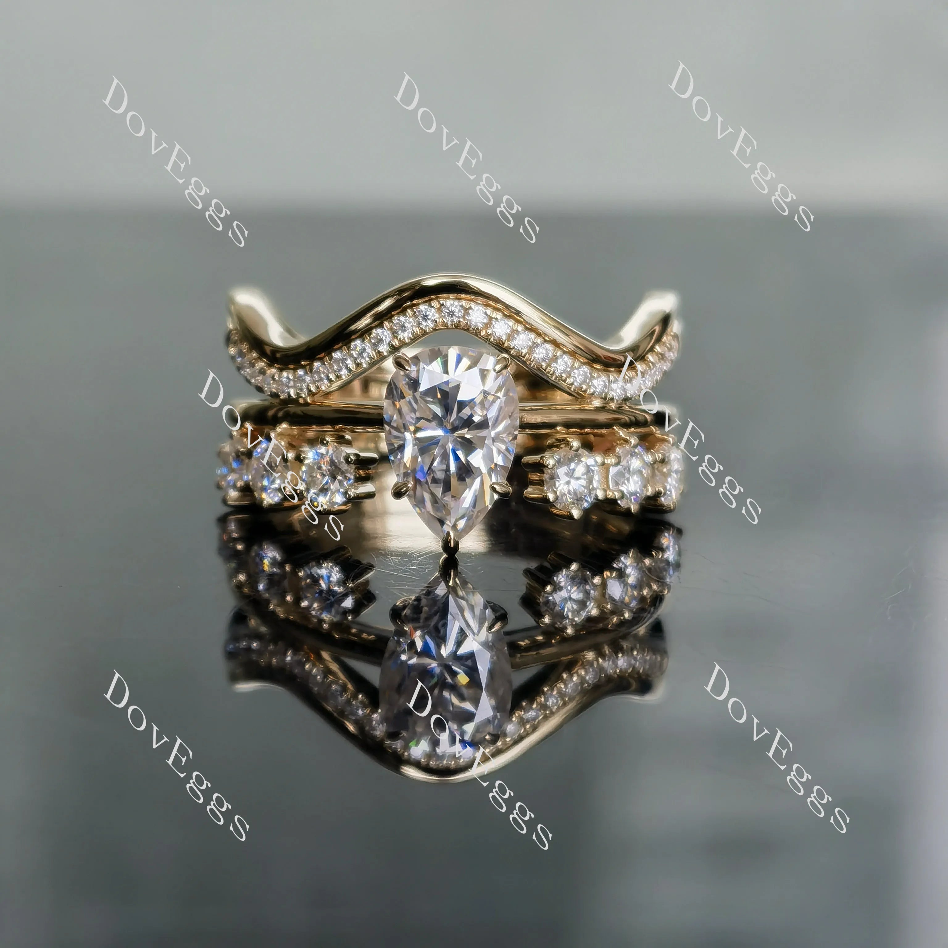 Ciella pear art deco moissanite engagement ring