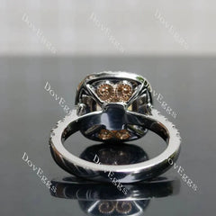 Pink Rose bezel halo half eternity engagement ring semi-mount only(Exclusively to DovEggs Stones)
