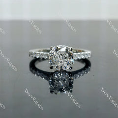 Doveggs Octagon Pave Half Eternity Lab Grown Diamond Engagement Ring