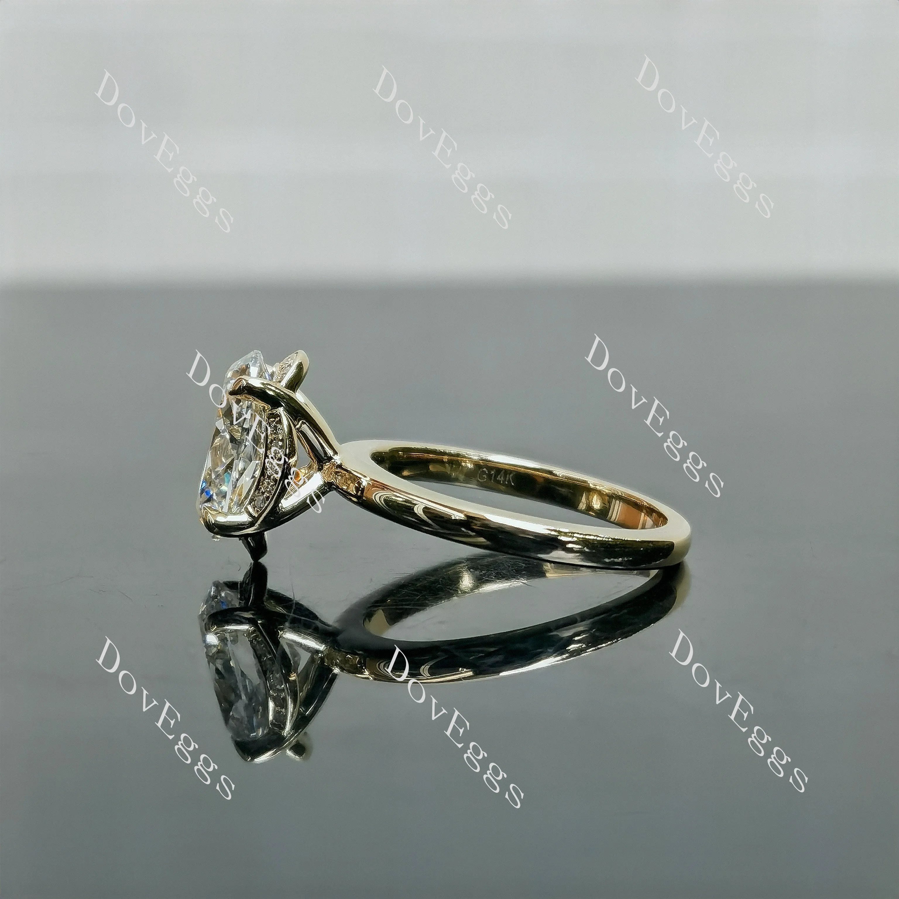 Doveggs Oval Hidden Halo Lab Grown Diamond Engagement Ring