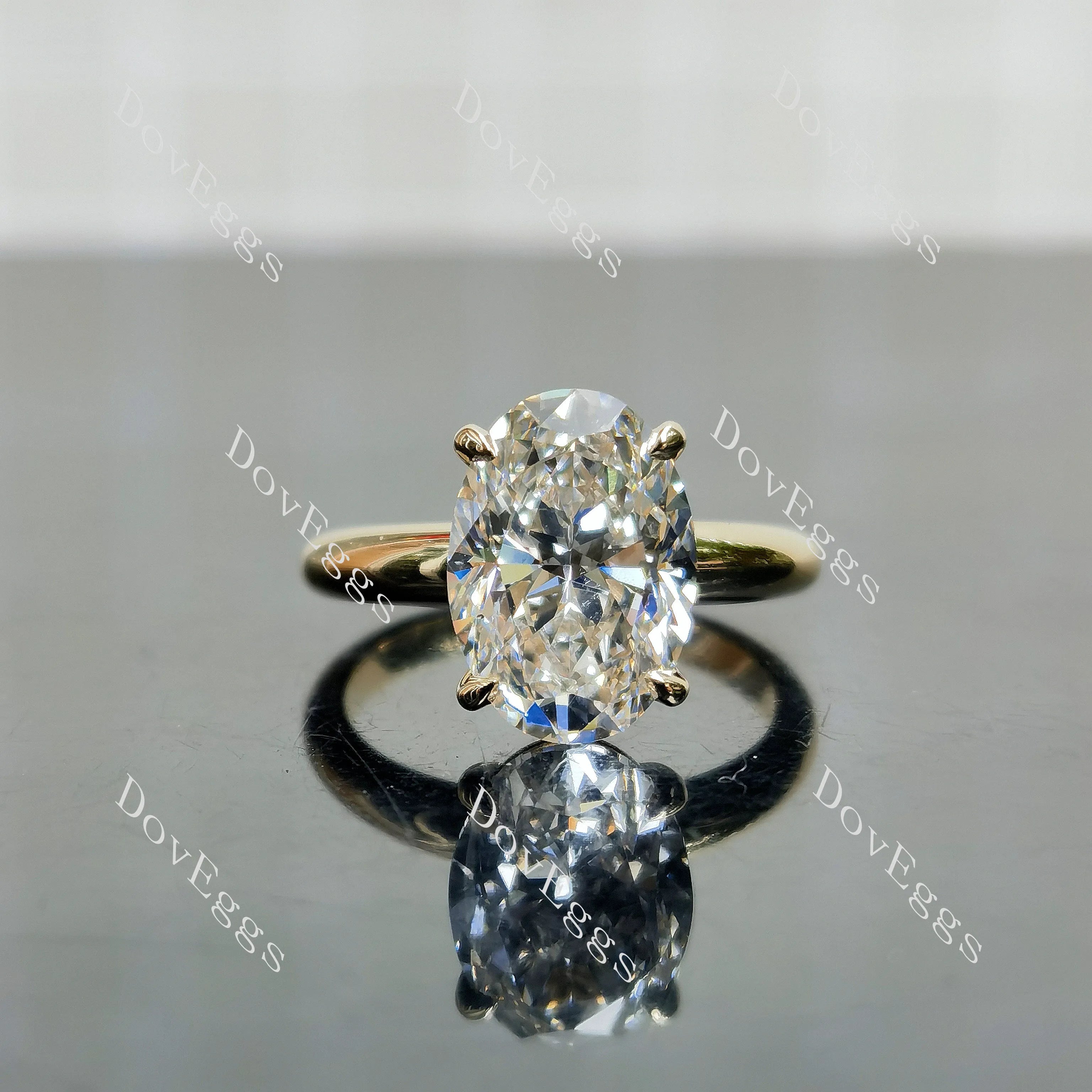 Doveggs Oval Pave Solitaire Lab Grown Diamond Engagement Ring