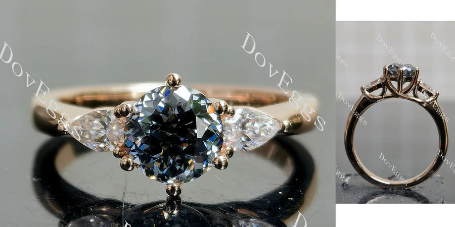 Doveggs three-stone engagement ring semi-mount only(Exclusively to DovEggs Stones)