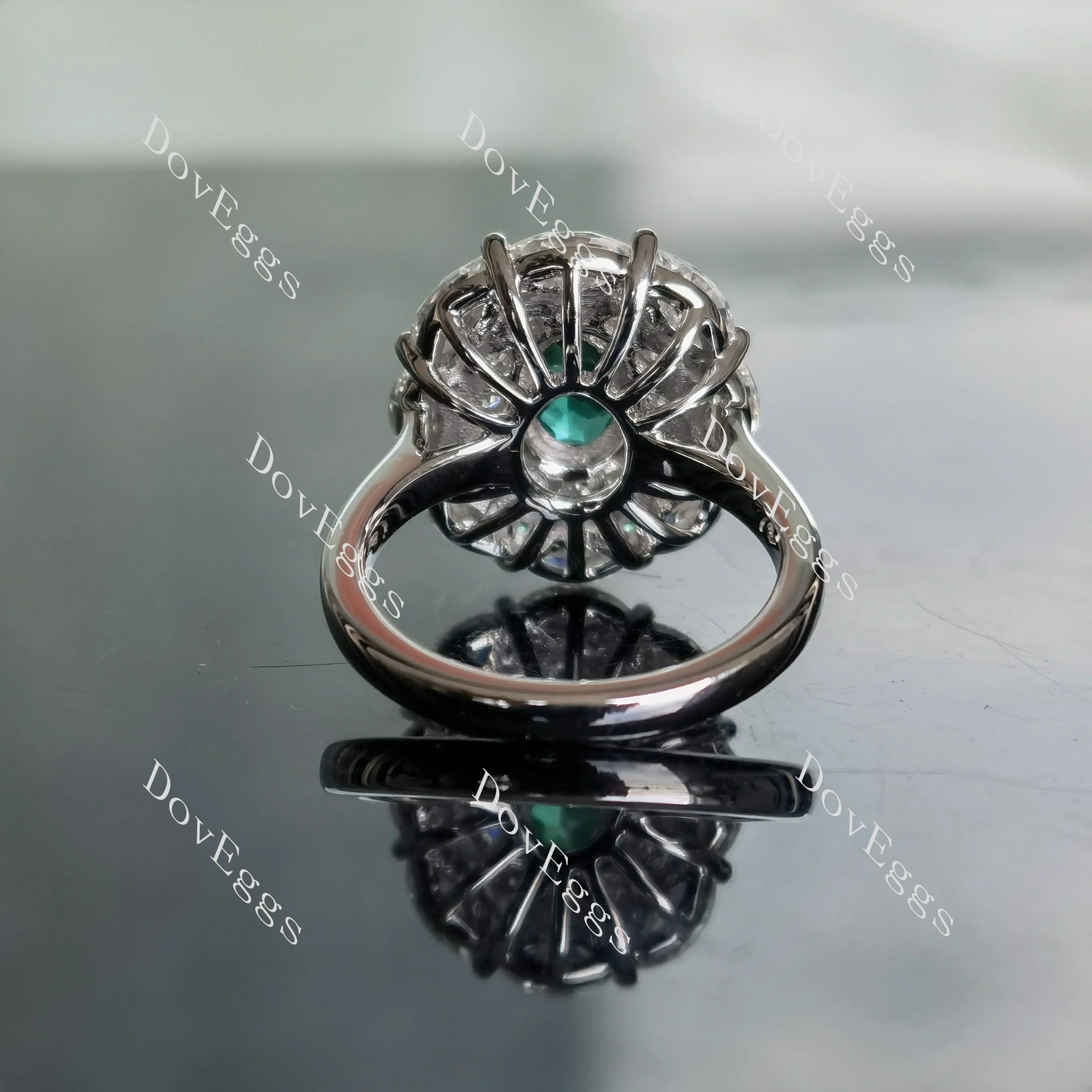 DovEggs oval double halo colored gem engagement ring