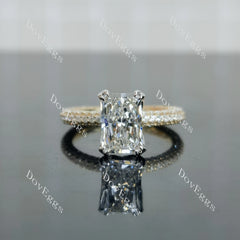 My Promise-Radiant Pave 3/4 eternity moissanite engagement ring| DovEggs
