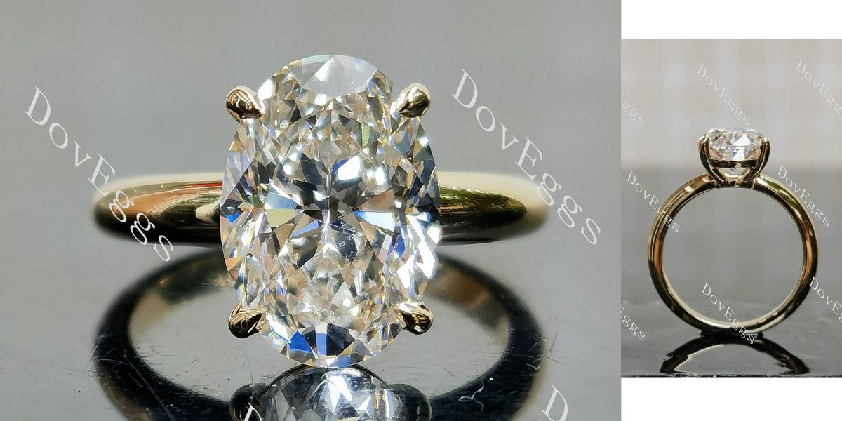 Doveggs Oval Pave Solitaire Lab Grown Diamond Engagement Ring