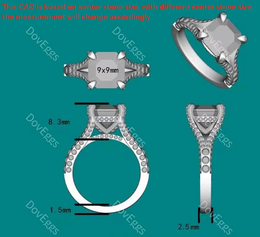 The Brooklyn split shank engagement ring only semi-mount only(Exclusively to DovEggs Stones)