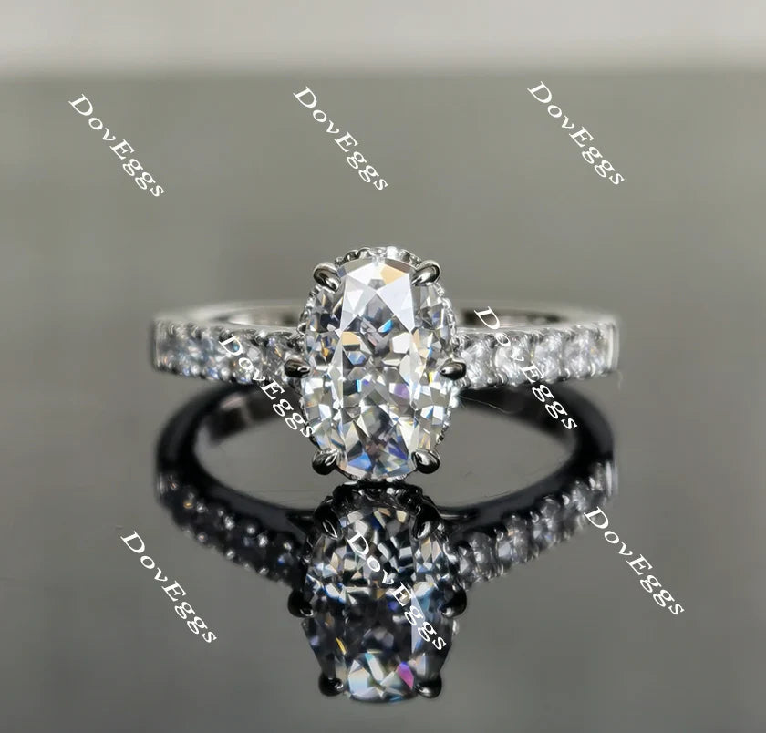 Doveggs half eternity paved engagement ring only semi-mount only(Exclusively to DovEggs Stones)