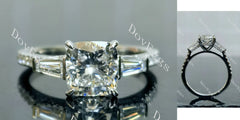 Doveggs Cushion Pave Half Eternity Lab Grown Diamond Engagement Ring