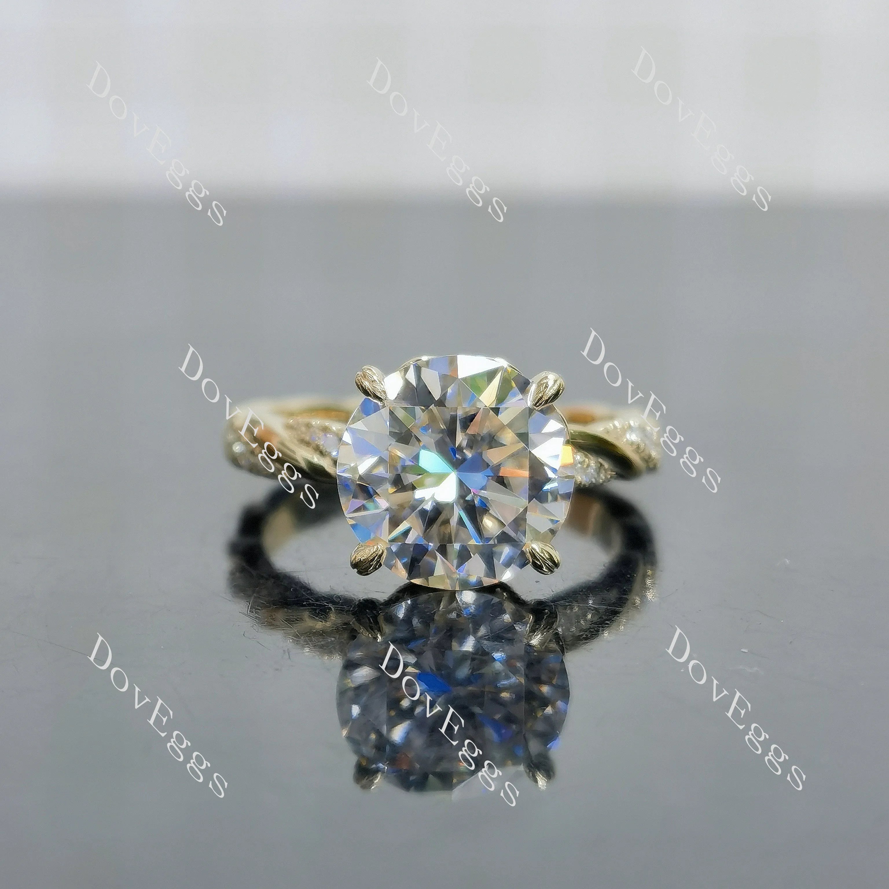 Doveggs floral pave vintage twisted engagement ring semi-mount only(Exclusively to DovEggs Stones)