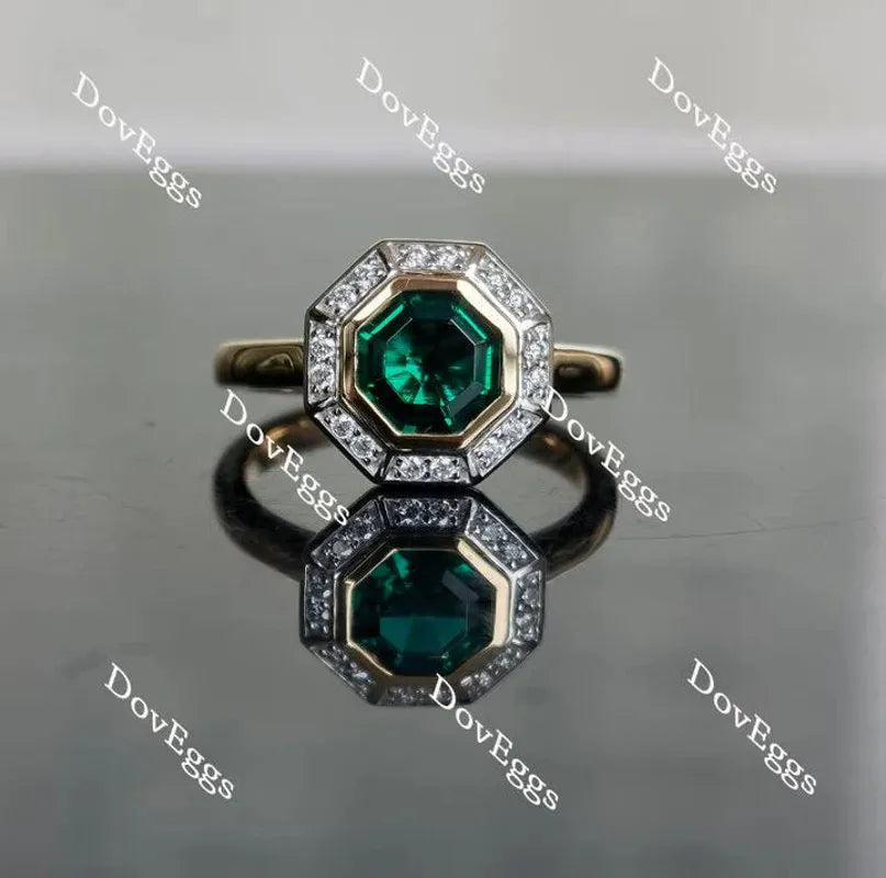DovEggs bezel setting halo engagement ring semi-mount only(Exclusively to DovEggs Stones)
