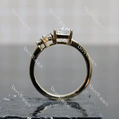 Doveggs Emerald Pave Three Stones Lab Grown Diamond Engagement Ring