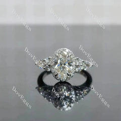 Doveggs Oval Halo Side Stones Lab Grown Diamond Engagement Ring
