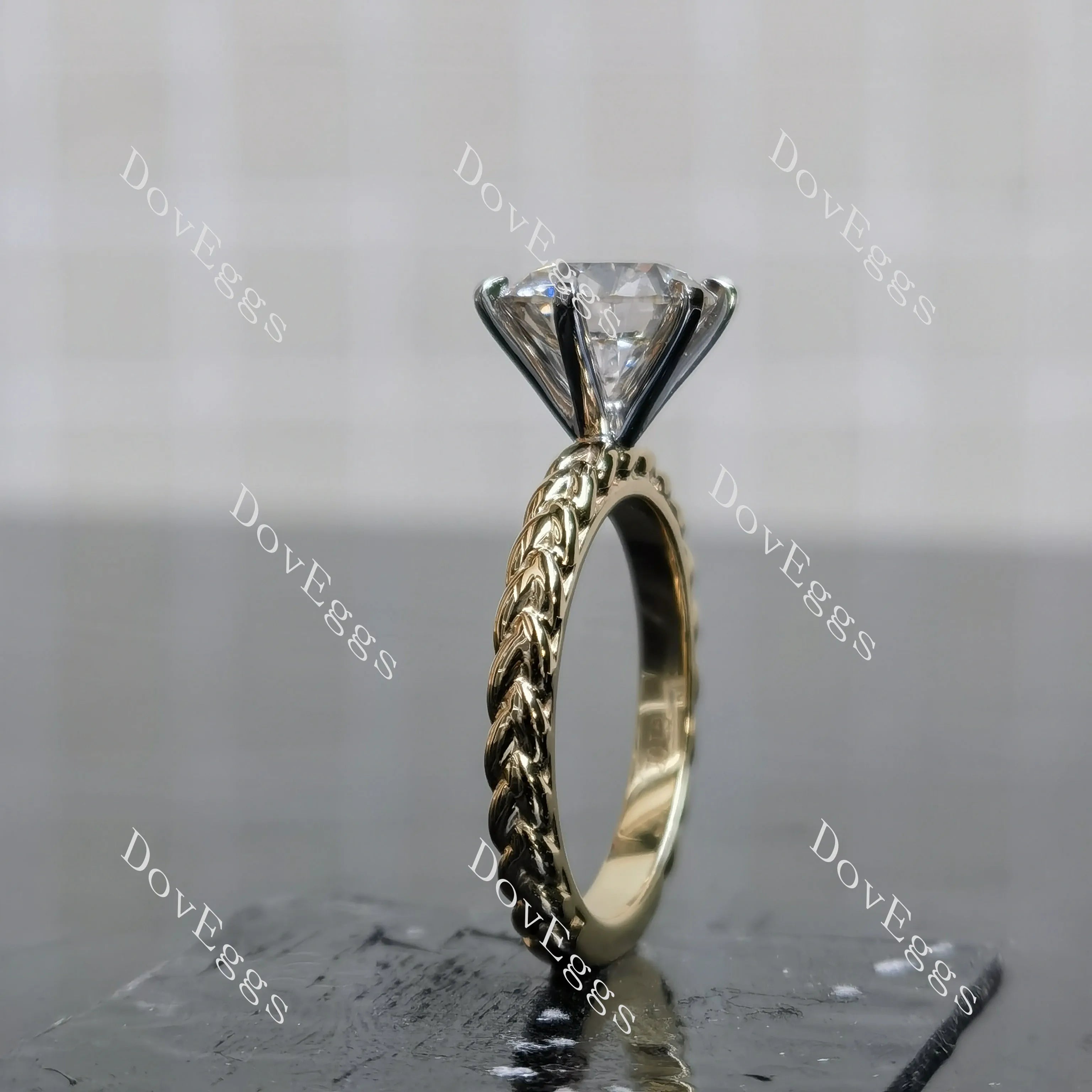 Doveggs Round Solitaire Braided Lab Grown Diamond Engagement Ring