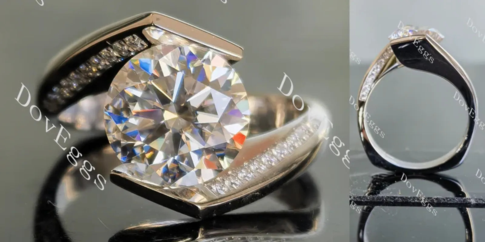 Doveggs curved pave engagement ring semi-mount only(Exclusively to DovEggs Stones)