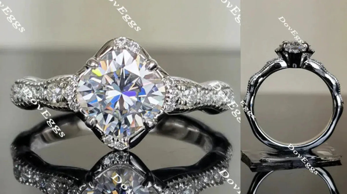DoveEggs art deco engagement ring semi-mount only(Exclusively to DovEggs Stones)