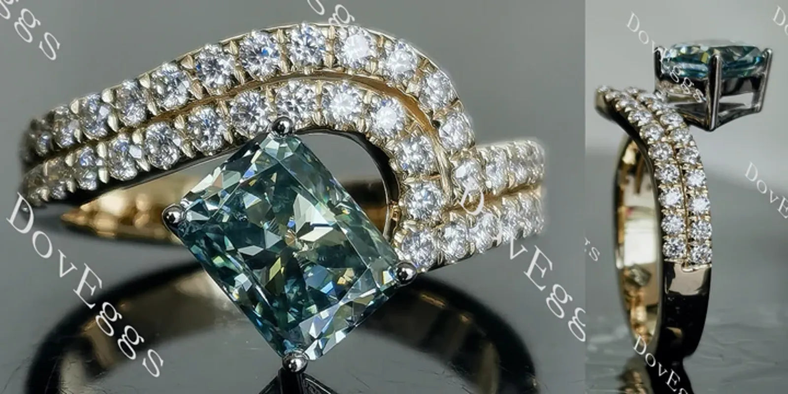 Blue By You curved pave engagement ring only semi-mount only(Exclusively to DovEggs Stones)
