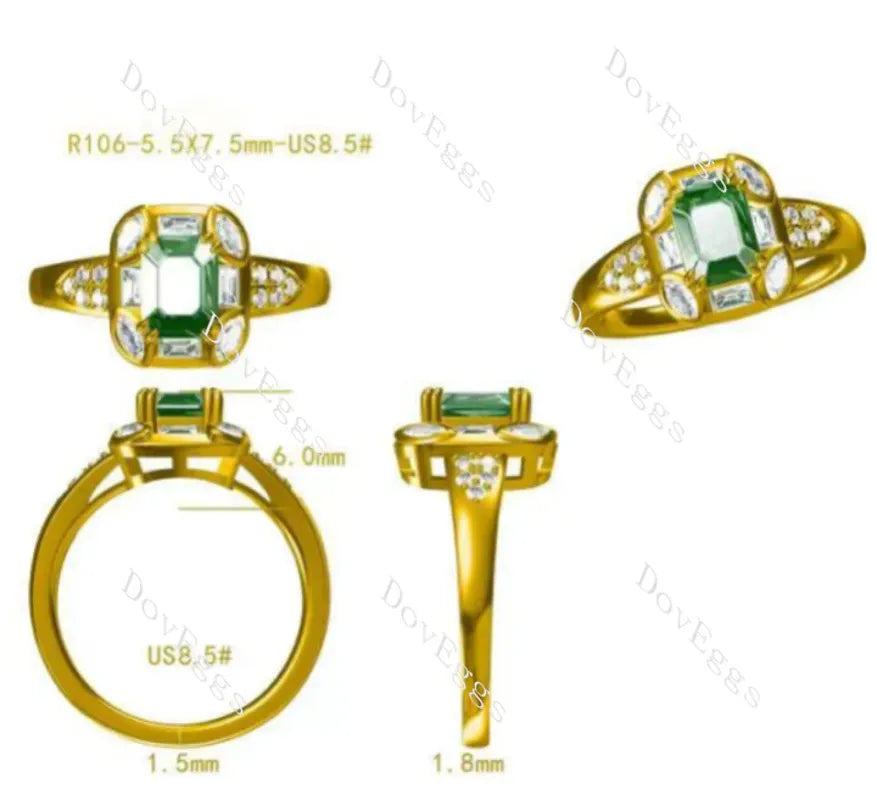 Green with Envy art deco bezel engagement ring only semi-mount only(Exclusively to DovEggs Stones)