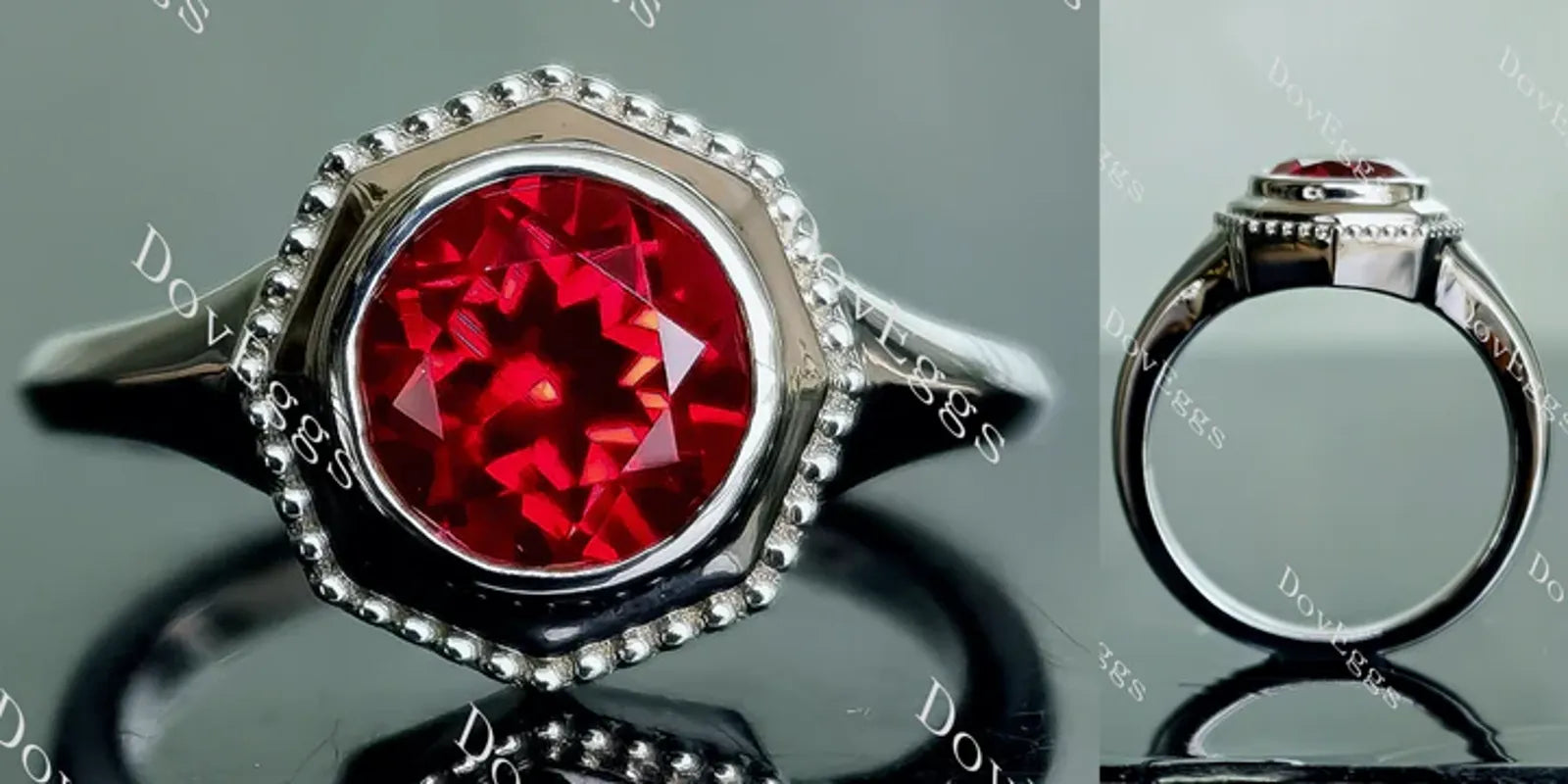 DovEggs solitaire bezel engagement ring semi-mount only(Exclusively to DovEggs Stones)
