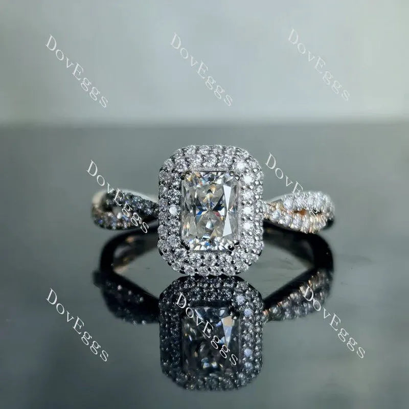 DovEggs double halo pave engagement ring semi-mount only(Exclusively to DovEggs Stones)