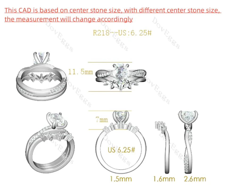 Doveggs pave curved engagement ring only semi-mount only(Exclusively to DovEggs Stones)