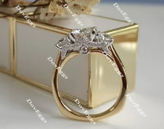 DovEggs three-stone vintage engagement ring semi-mount only(Exclusively to DovEggs Stones)