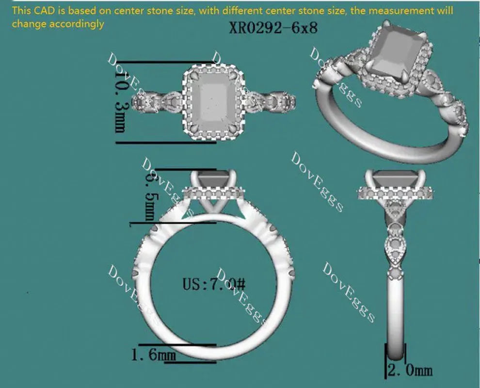 DovEggs art deco engagement ring only semi-mount only(Exclusively to DovEggs Stones)